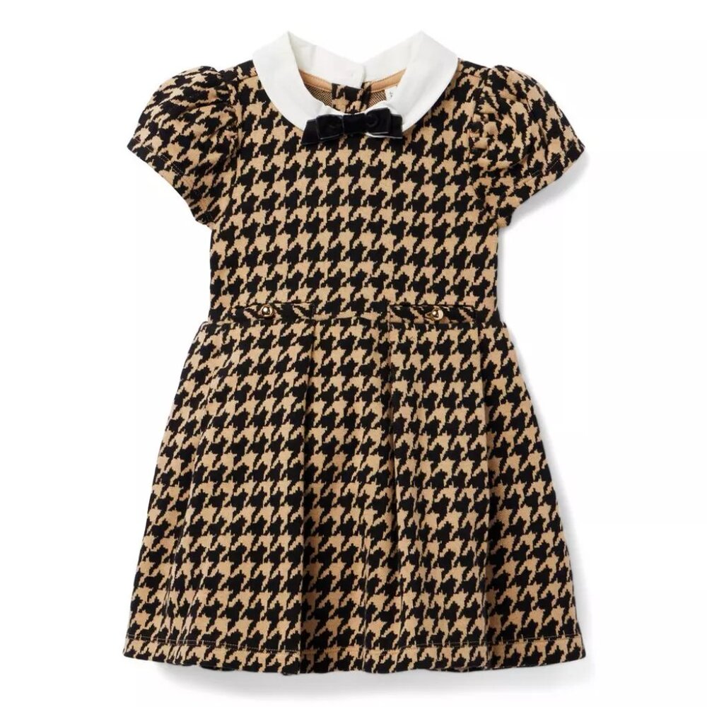 Janie & Jack Houndstooth Bow Collar Dress 2T